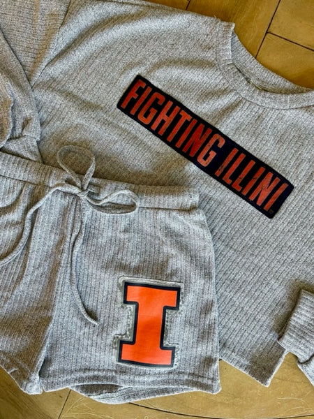 Waffle Cropped Pajama Set