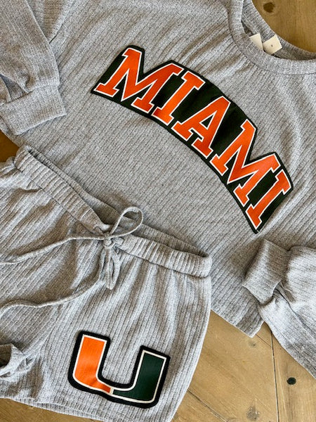 Waffle Cropped Pajama Set