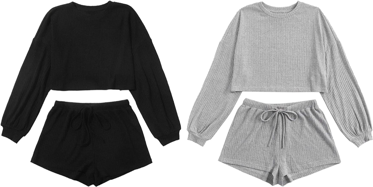 Waffle Cropped Pajama Set